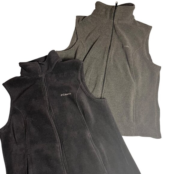 Columbia Womens Fleece Vest Bundle Black & Gray XL Full-Zip Lightweight Layering - Picture 1 of 10